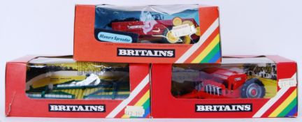 BRITAINS: A collection of 3x vintage Britains Farm Implements diecast models - 9577 Seed Drill,