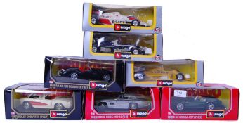 BURAGO: A collection of assorted Burago 1:24 scale boxed diecast model cars.