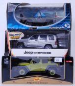 JEEPS: A collection of 3x 1:18 scale diecast model Jeeps - Maisto, Matchbox Collectibles and Solido.