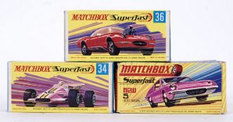MATCHBOX SUPERFAST: A collection of three original vintage Matchbox Superfast diecast model cars.