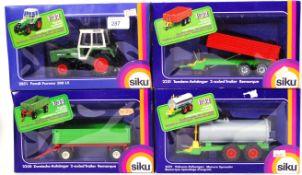 SIKU: A collection of 4x diecast model Siku Tractors and Trailers; 2851, 2251, 2250 and 2252.