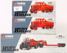 CORGI: A collection of 3x Corgi ' Heavy Haulage ' edition diecast model sets - 2x 17501 Siddle Cook