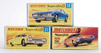 MATCHBOX SUPERFAST: A collection of three original vintage Matchbox Superfast diecast model cars.