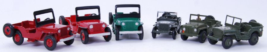 DINKY: A collection of 6x assorted vintage Dinky diecast model Jeeps.