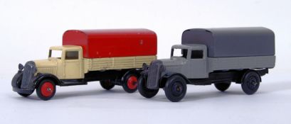 DINKY: Two pre-war vintage early Dinky 25B Covered Wagons.