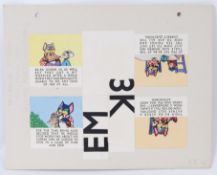 TV COMIC ORIGINAL ARTWORK: A rare original c1951 Hulton Press ' Prudence Kitten ' artwork from TV