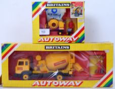 BRITAINS: 2x original vintage Britains ' Autoway ' diecast model sets - 9843 Winget Cement Mixer