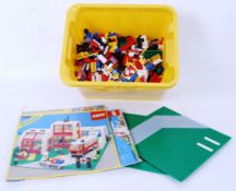 LEGO: A crate of assorted loose vintage Lego - to include an empty box for Legoland set 6380