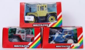 BRITAINS: A collection of 3x vintage Britains diecast model Farm Tractors - 9525, 9523 and 9529.