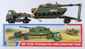 DINKY: An original vintage Dinky diecast model 616 AEC Artic Transporter With Chieftain Tank.
