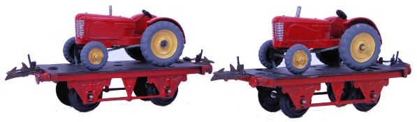 DINKY / HORNBY: A pair of rare ex-shop stock / display unusual Hornby 0 gauge railway trainset flat