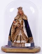 19th CENTURY WAX DOLL: A rare 19th century Victorian wax doll of a royal figure with baby.