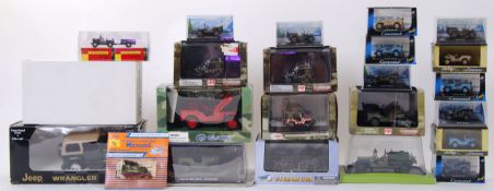 JEEP DIECAST: A collection of assorted boxed Jeep and related diecast to include some 1:79 00 gauge
