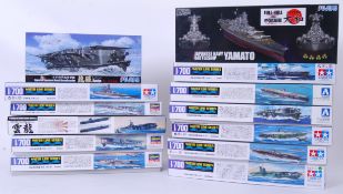 JAPANESE NAVY MODEL KITS: A collection of 13x assorted 1/700 scale plastic Japanese Navy model kits.