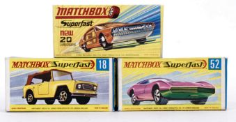 MATCHBOX SUPERFAST: A collection of three original vintage Matchbox Superfast diecast model cars.