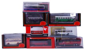 DIECAST BUSES: A collection of 8x assorted boxed diecast model Buses to include EFE,
