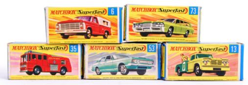 MATCHBOX: A collection of 5x variation Matchbox diecast model Superfast cars - 13 Dodge Wreck Truck,