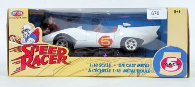 MACH 5: An original Joyride made 1:18 scale boxed diecast Mach 5 model Speed Racer.
