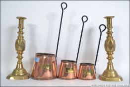 3 vintage copper and brass Cider ladles