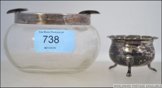 A silver collar hallmarked glass bowl as