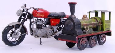 TINPLATE MOTORCYCLE AND STEAM TRAIN
