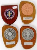 FOUR WOODEN RIFLE SHOOTING PLAQUES