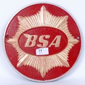 BSA MOTORCYCLE PLAQUE