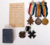 WWI MEDAL GROUP & SOUVENIRS