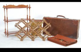 A collection of items to include a very good vintage leather suitcase, a an attache case,