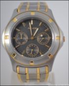 A gentlemans black faced Accurist wristwatch set to a stainless steel bracelet having baton