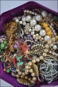 A collection of costume jewellery to include necklaces, bracelets rings etc.