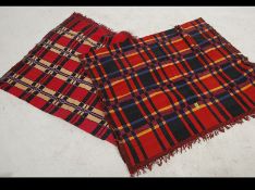 Two mid century handmade blankets - marriage blankets throws of bright vivid colours.