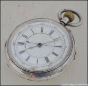 A Victorian silver crown winding pocket watch chronometer by Isaac Jabez Theo Newsome having