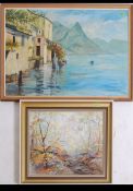 MAY HUTCHISON oil on board painting framed autumnal scene signed to lower left along with an oil on