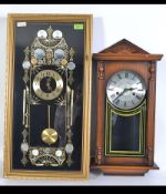 A Wall clock framed and glazed with pendulum being decorated with watch and clock parts cogs etc