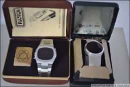 A retro 1970's Corvus digital gentlemans wristwatch having stainless steel bracelet together with