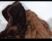Two vintage fur coats one being a Rabbit Skin Fur Jacket and the other a vintage Brown Fur Coat