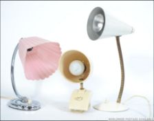 An original vintage Pifco table/ shelf lamp along with a desk light. Measures: 35cms high.