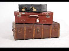 A pair of vintage early 20th century cast iron workmens trestles with swept supports ideal for