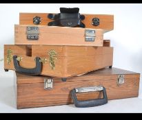 A collection of artist's item's to include an easel, oils, pastels along with other artists boxes.