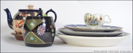 A collection of ceramics dating from the 19th century to include a Staffordshire Imari style teapot