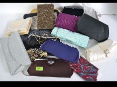 A collection of vintage style evening handbags / clutch bags. Various different styles.