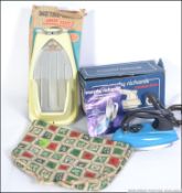 A group of vintage / retro mid 20th century items ti include a boxed Morphy Richards Iron,