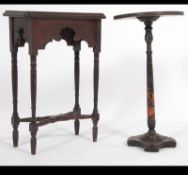 A 19th century ebonised and chinoserie decorated wine table decorated with scenes of people and