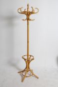 An mid 20th century retro / vintage Thonet style light wood bentwood hat and coat stand,