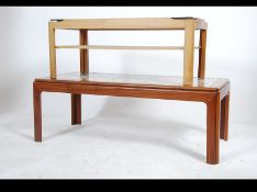 A retro 1970's tile top teak wood coffee table of rectangular form together with another Danish