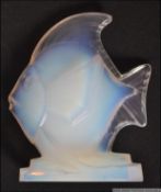 A Sabino opalescent glass model of an Angel fish in the manner of Lalique, on oval signed base.