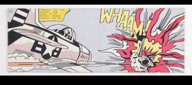 A 20th century retro pop art canvas print depicting a fighter jet.