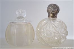 A late Victorian silver mounted ribbed glass match strike ; marks are worn .