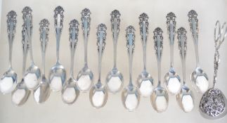 A set of 13 silver hallmarked teaspoons being marked to the verso ESm,